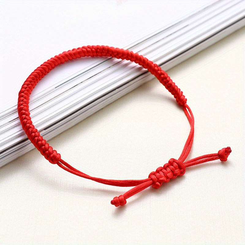 Red Adjustable Braided Rope Knot Bracelet Lucky Amulet Jewelry