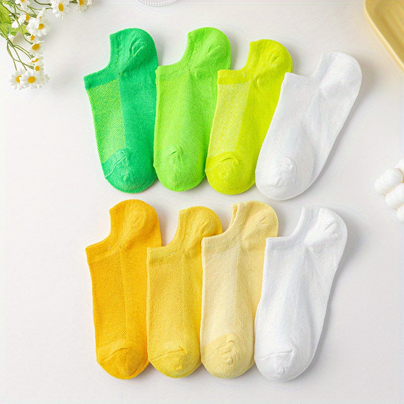 8 Pairs Solid Ankle Socks Women's Stockings
