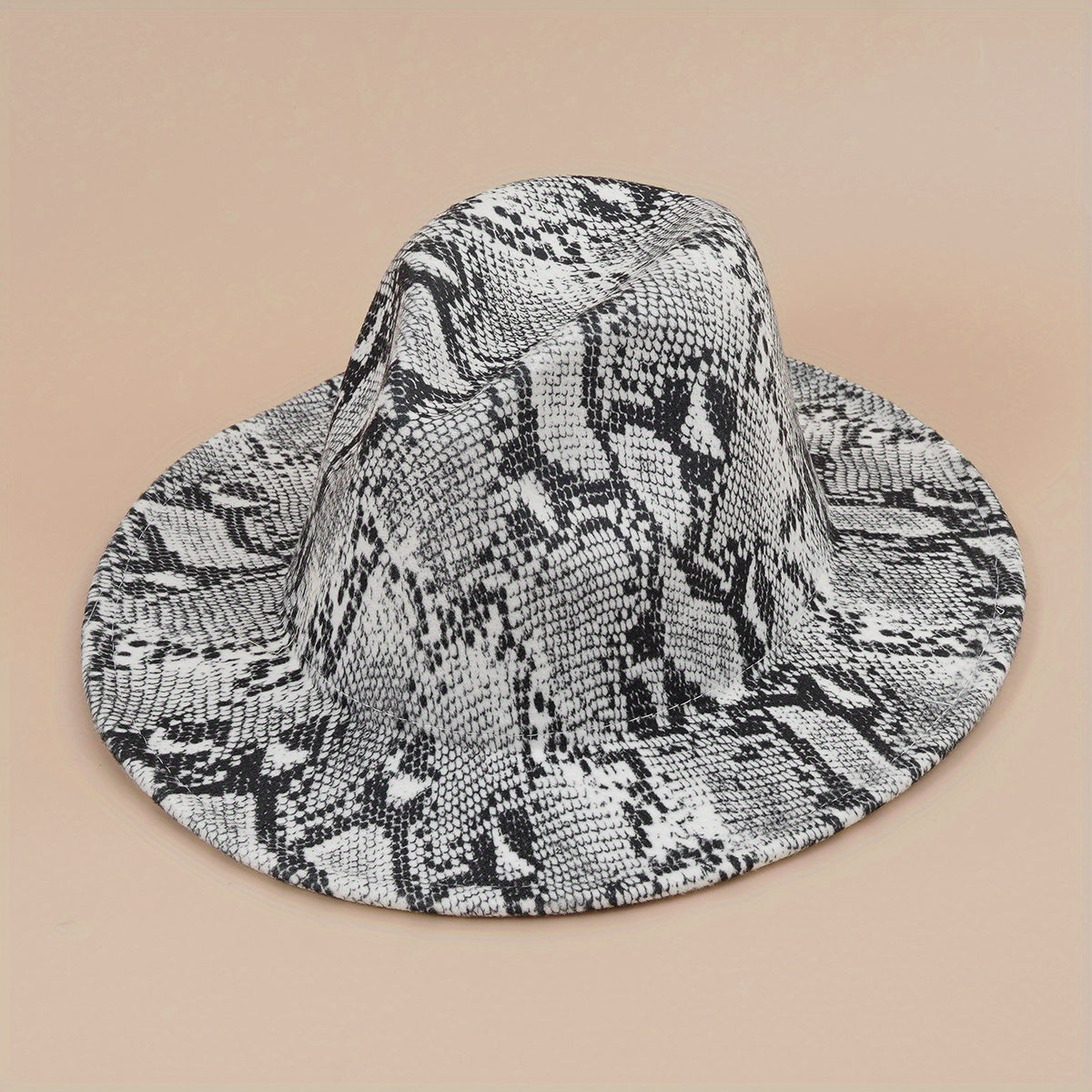 Snake Pattern Woolen Top Hat Big Brim Jazz Hat