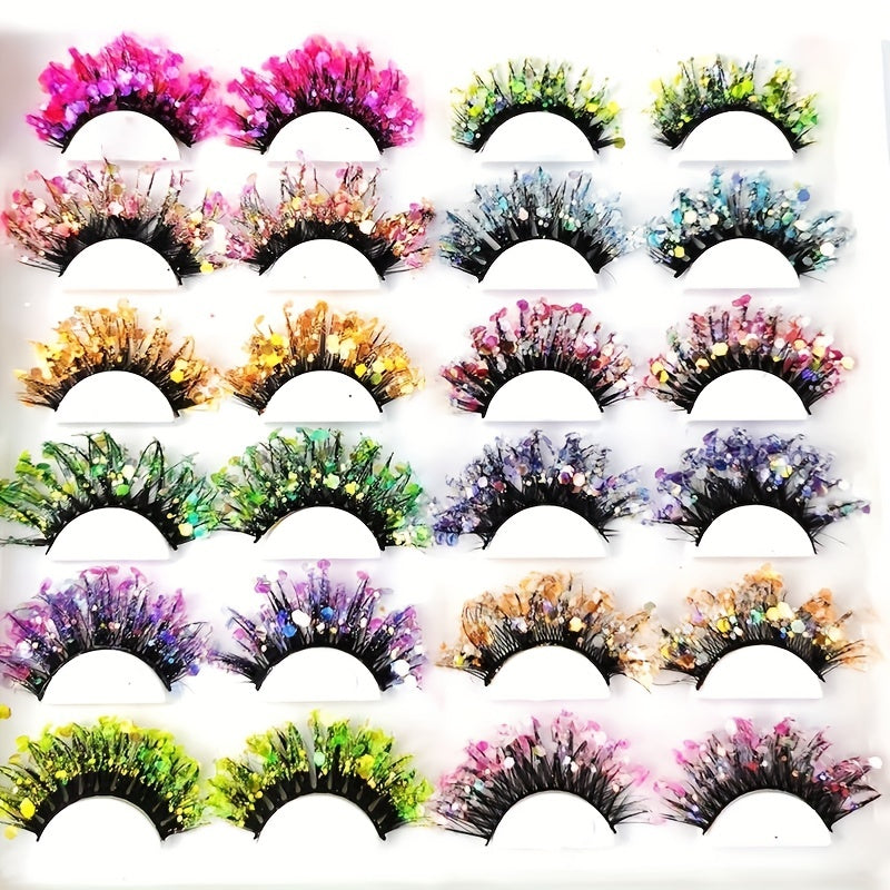 Glitter False Eyelashes Dramatic Fluffy Makeup Lashes for Stage Cosplay Parties