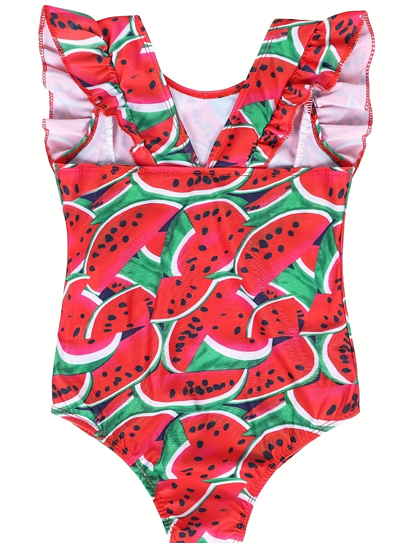 Watermelon Flutter Sleeve Onesie Swimsuit for Babies