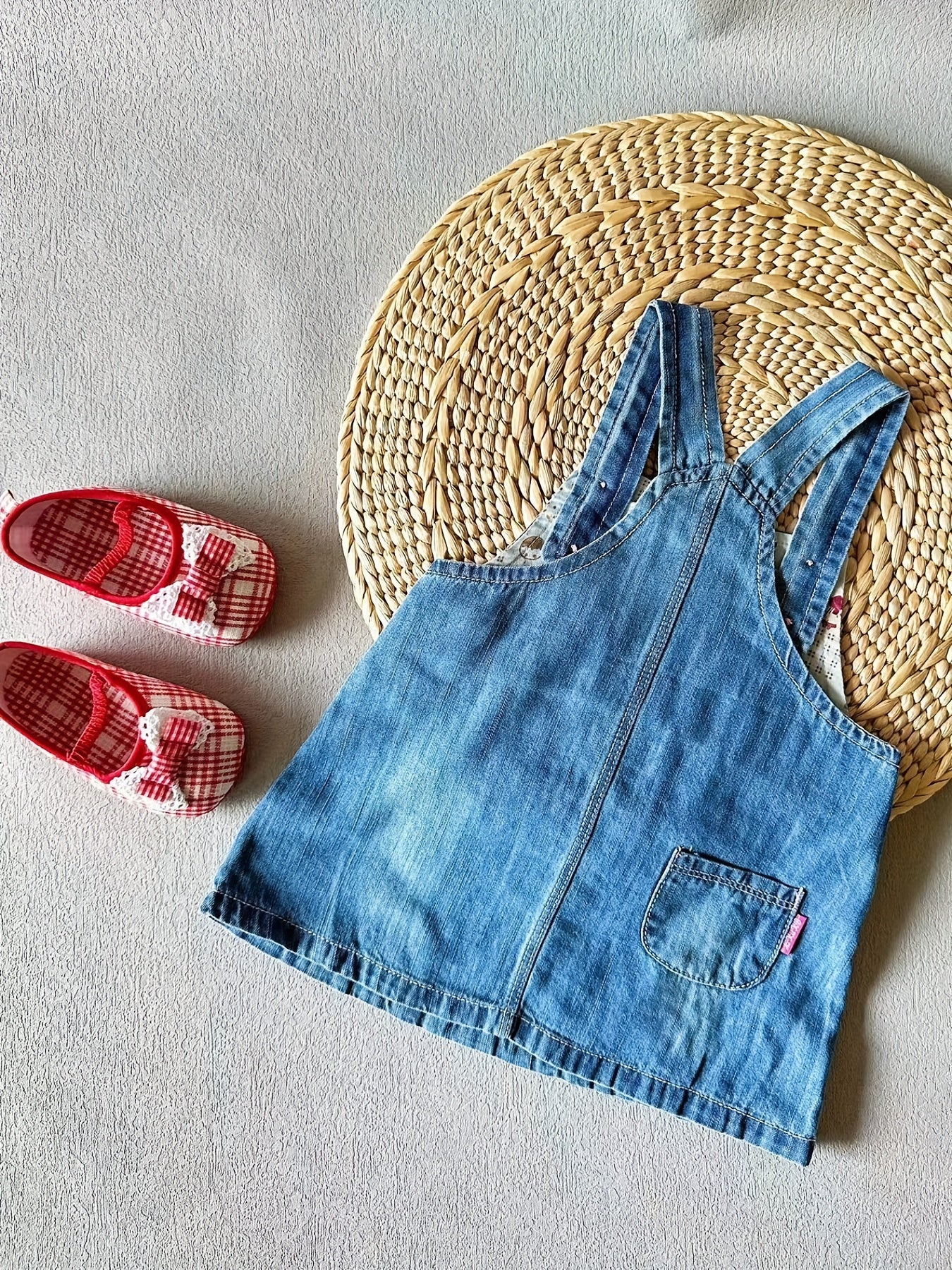 Baby Girls Animal Embroidered Denim Dress Child's Overal...