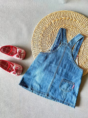 Baby Girls Animal Embroidered Denim Dress Child's Overal...
