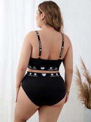Heart & Letter Tape Longline Bra & Panty Set