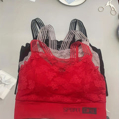 3pcs Lace Wireless Bras Full Coverage Bra Women's Lingerie