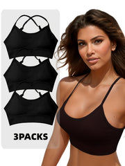 3pcs Criss Cross Back Sports Bras Wireless Bra
