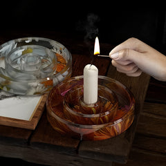 Round Aromatherapy Candle Holder Resin Mold DIY Candle Tray Accessories