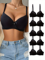 5pcs Comfy Push Up Bra Women's Lingerie