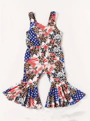 Baby Girls Star Print Flared Overalls