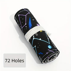 Canvas Pencil Roll Bag with 12/24/48 Holes - Sketching & Makeup Brush Holder