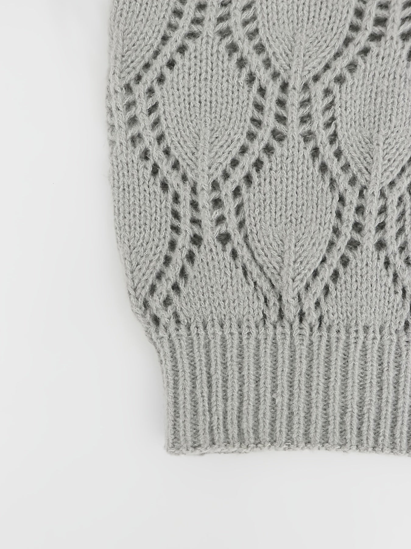 Casual Sweater Women's Plus Solid Hollow Out V Neck