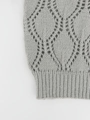 Casual Sweater Women's Plus Solid Hollow Out V Neck