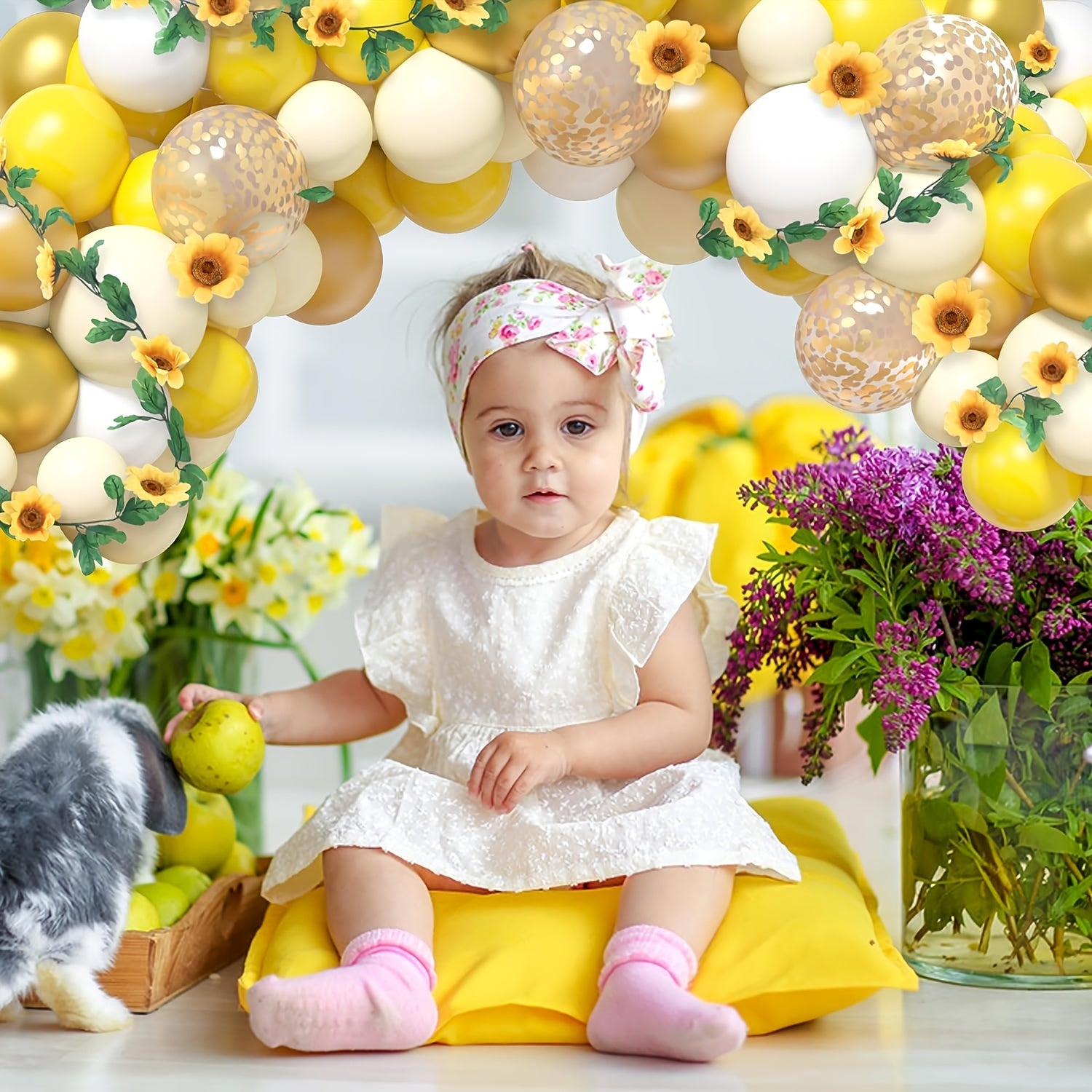 111pcs Sunflower Balloons Garland Arch Kit Yellow Balloons With Sunflower Vine