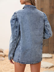 Denim Shirt Long Sleeve Button Casual Fit Lapel Women's Clothing