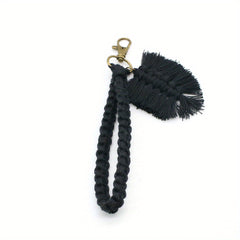 Boho Leaf Tassel Keychain Wrist Lanyard for Keys