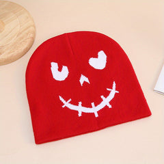 Funny Expression Knitted Hat with Pirate Skull Pattern