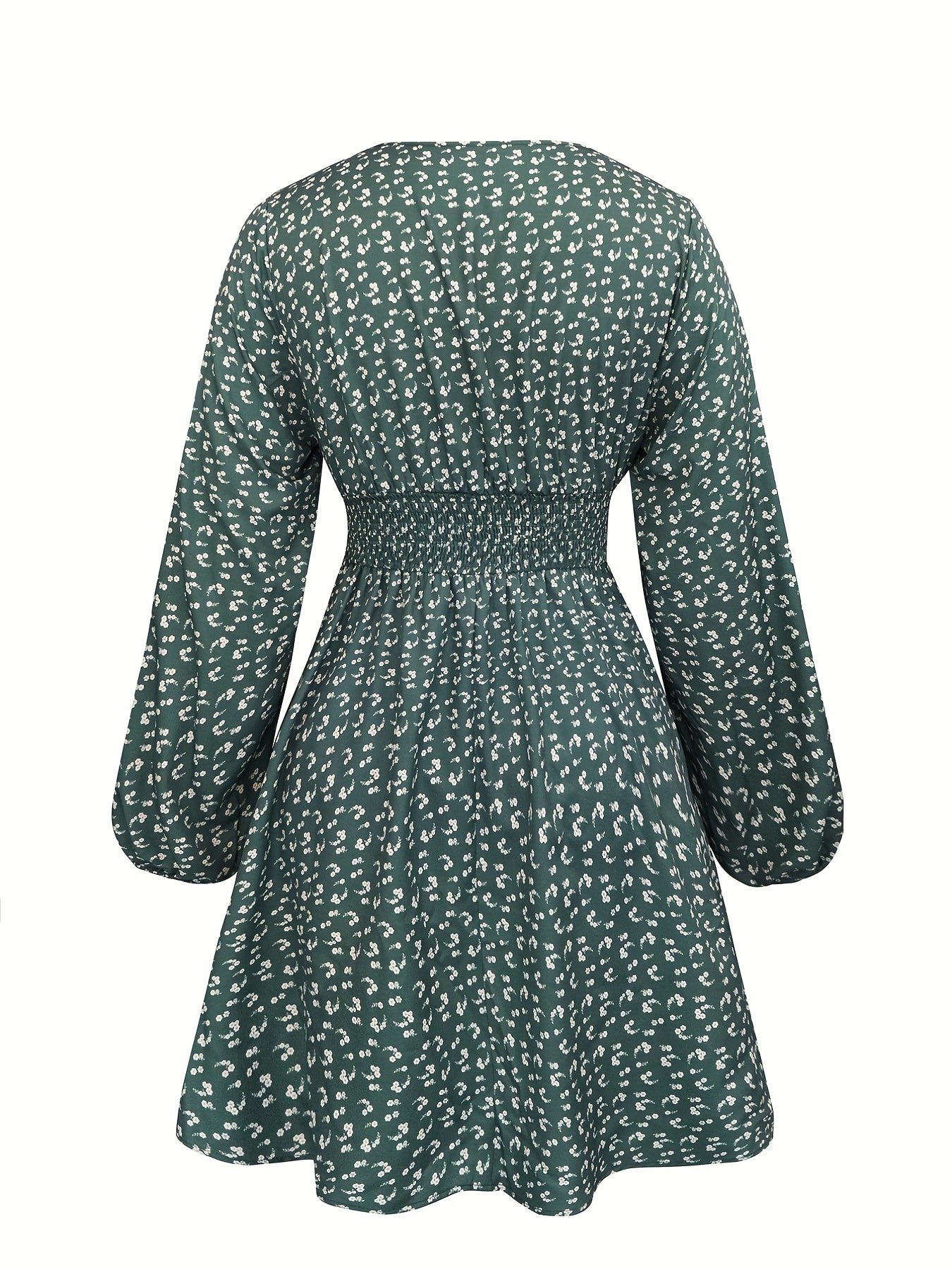 Casual Dress Women's Plus Ditsy Print Lantern Sleeve Dress