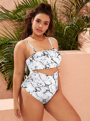 Tie Dye Pearl Strap Top & Tummy Control Swimsuit Set