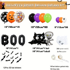 123pcs Halloween Balloon Garland Kit Purple Green Orange Eye Latex Balloons