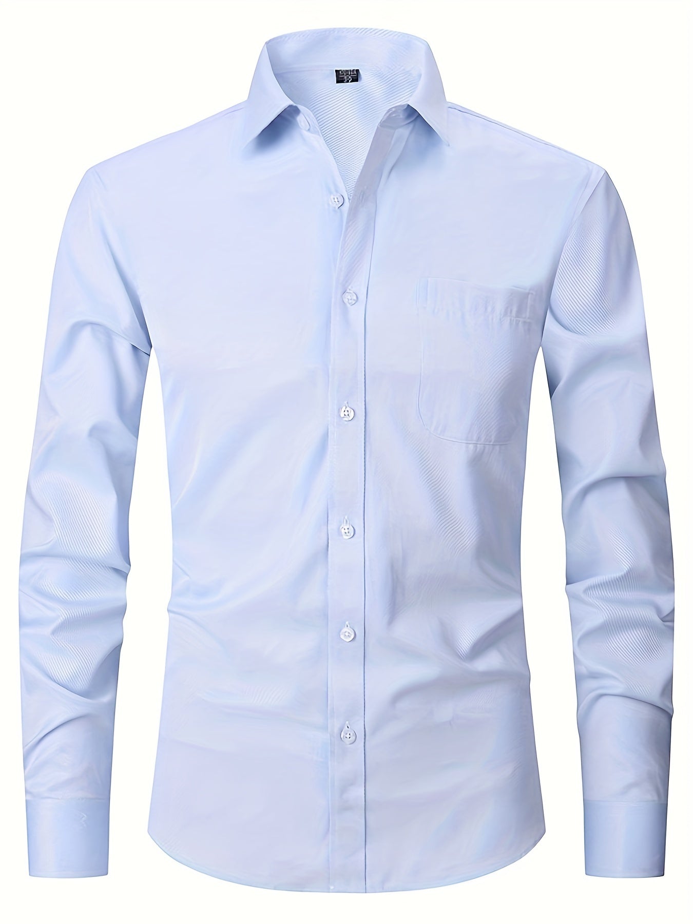 Men's Formal Long Sleeve Shirt with Chest Pocket