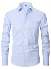 Men's Formal Long Sleeve Shirt with Chest Pocket