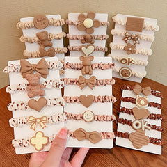 5pcs Girls Hair Tie Stretch Bow Rubber Bands Hair Rope Hair Bands Accessories