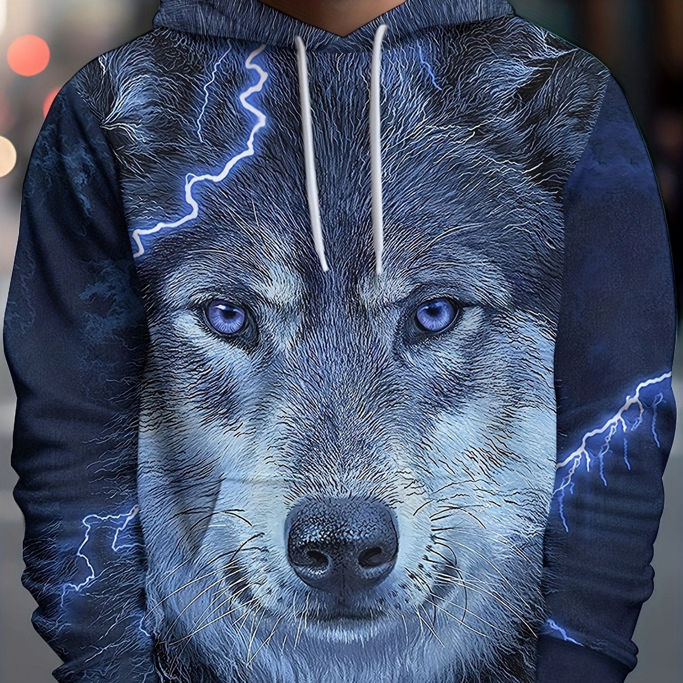 Wolf 3D Print Hoodie Men Graphic Pullover Autumn Winter