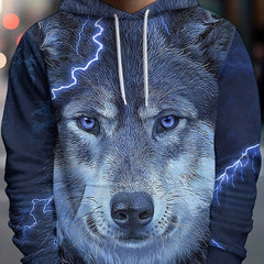 Wolf 3D Print Hoodie Men Graphic Pullover Autumn Winter