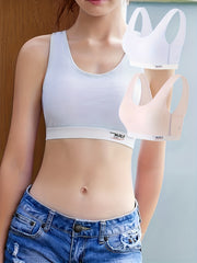 2pcs Wireless Letter Print Teen Bra Full Coverage Women's Lingerie