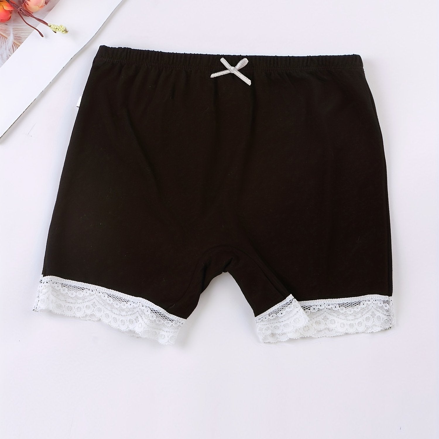 Girls' Safety Shorts with Lace Trims Soft Comfy Dance Shorts