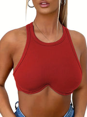 Ribbed Crop Tank Top Racerback Sleeveless Summer Top