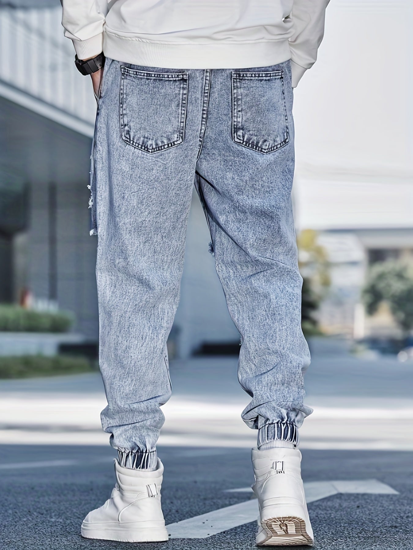 Men's Ripped Jeans Casual Street Style Denim Pants