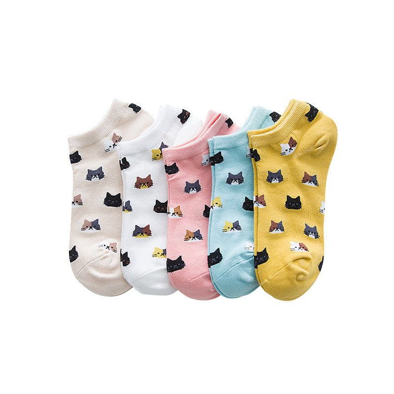5 Pairs Women's Cat Socks - Funny Claw Ankle Socks