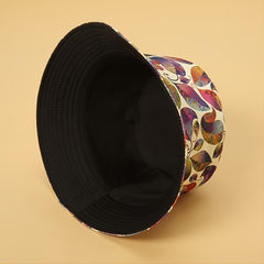 Graffiti Antique Leaf Print Windproof Bucket Hat