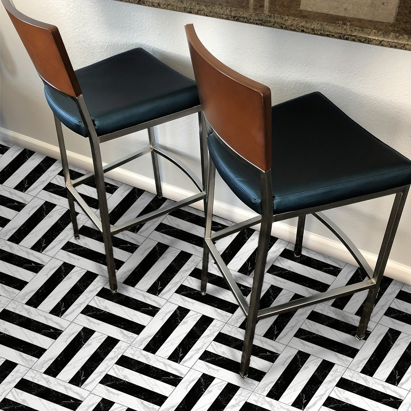 9pcs Marble & Floor Tile Sticker Waterproof PVC Wall Sticker