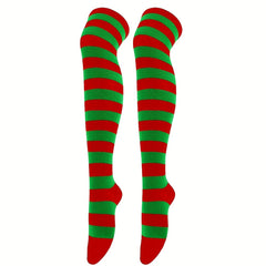 5 Pairs Striped Thigh High Socks Over The Knee Stocking