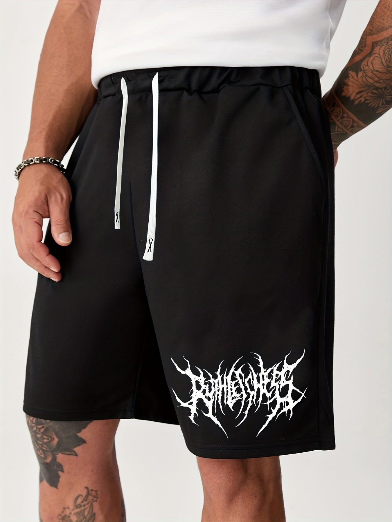 Men's Casual Solid Color Elastic Waist Drawstring Shorts for Summer