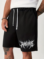 Men's Casual Solid Color Elastic Waist Drawstring Shorts for Summer