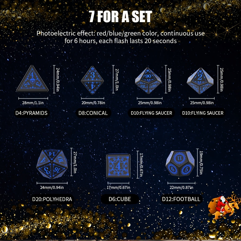 7pcs Rechargeable LED Dice Set for Board Games