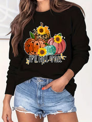 Fall Y'all Print Loose Sweatshirt Casual Long Sleeve
