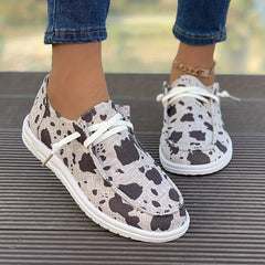 Women's Cow Spot Skateboard Shoes, Stylish & Comfortable Loafers
