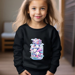 Cartoon Panda Print Sweatshirt Girls Graphic Crew Neck Pullover Sweatshirt