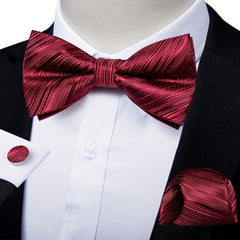 Men's Bow Tie Set Solid Paisley Silk Bow Tie Cufflinks