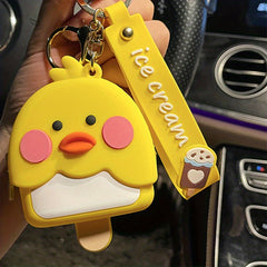 Girls Cartoon Yellow Duck Zero Wallet Keychain Pendant