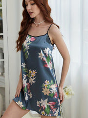 Floral Print Slip Nightdress Spaghetti Strap Sleep Dress Women's Sleepwear