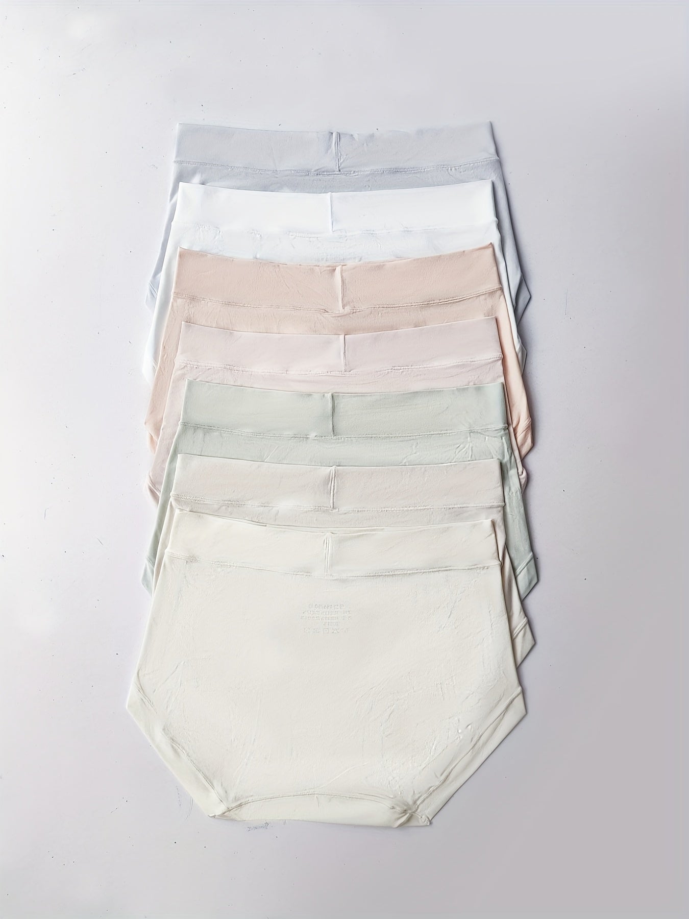 7pcs Solid Briefs Mid Rise Stretchy Panties