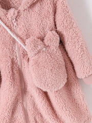Toddler Baby Girls Furry Hooded Dress & Bag 2pcs Set