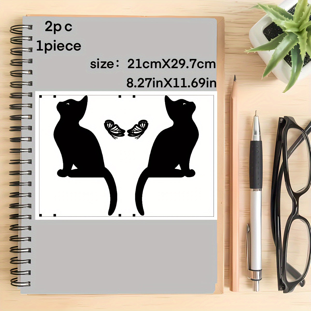 2pcs Cat Sticker Butterfly Decorative Sticker