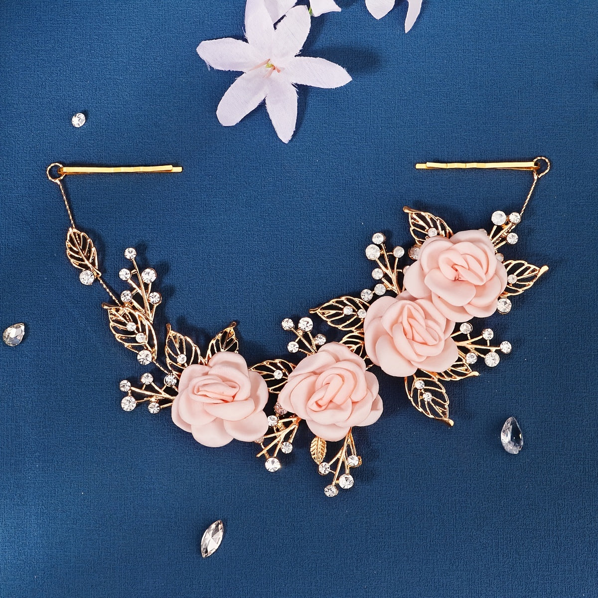 Rose Flower Hair Band For Wedding Brides