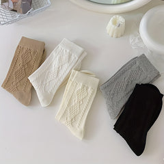 5 Pairs Argyle 3D Textured Socks Soft & Comfy